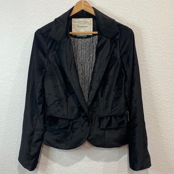 Cartonnier Anthropologie Women's Black Front Pockets Long Sleeve Lined Blazer M - Picture 1 of 7